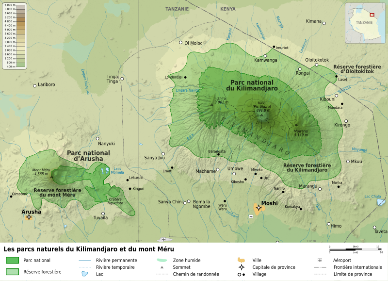 File:Kilimanjaro and Arusha National Parks map-fr.svg