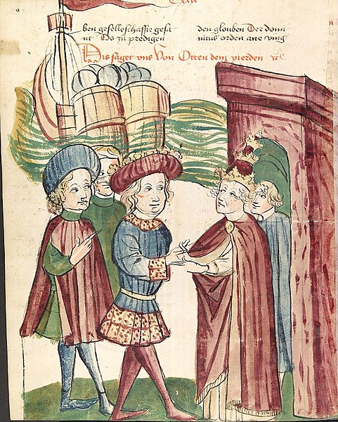 File:Otto IV. und Papst Innocenz III. reichen sich vor den ankommenden Schiffen Friedrichs II. die Hände.jpg