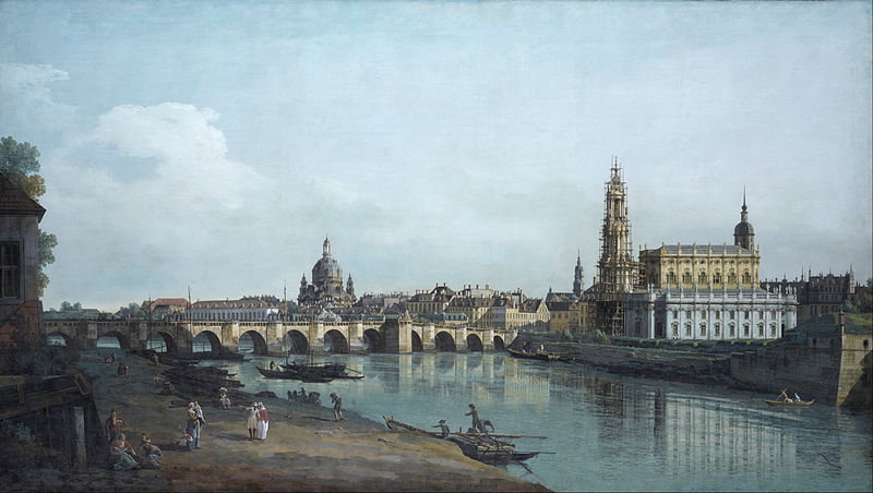 File:Canaletto - Dresden seen from the Right Bank of the Elbe, beneath the Augusts Bridge - Google Art Project.jpg