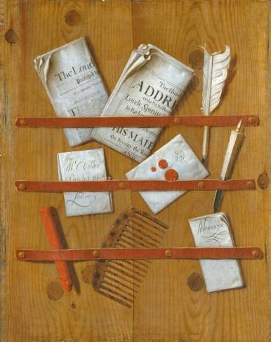 File:Edward Collier's painting 'Newspapers, Letters and Writing Implements on a Wooden Board'.jpg