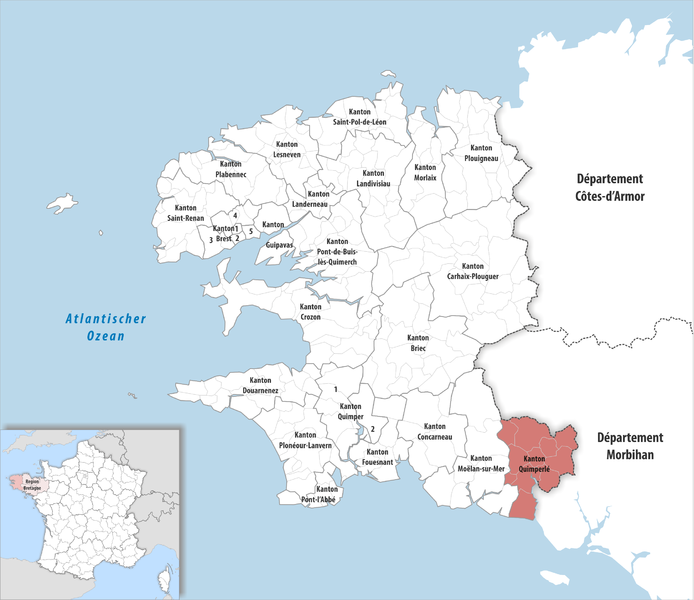 File:Locator map of Kanton Quimperlé.png