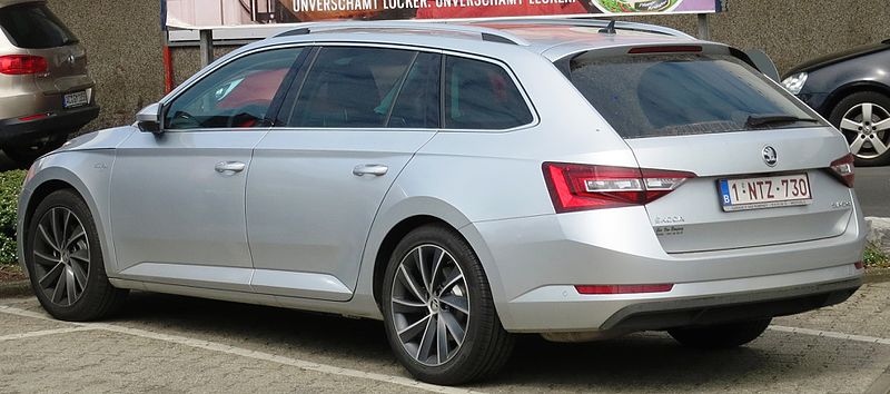 File:Škoda Superb III Combi rear three quarters with nice ad for quasicheese (cropped).jpg