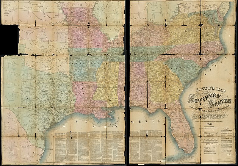 File:Lloyd's Map of the Southern States Showing All the Railroads, their Stations and Distances 1862 UTA.jpg