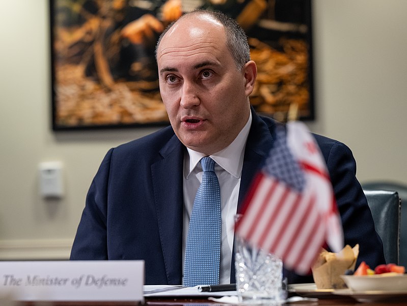 File:Georgian Defense Minister Juansher Burchuladze at a bilateral exchange at the Pentagon, Washington, D.C., February 9, 2023 (2) - 230209-D-XI929-1012 (cropped).jpg