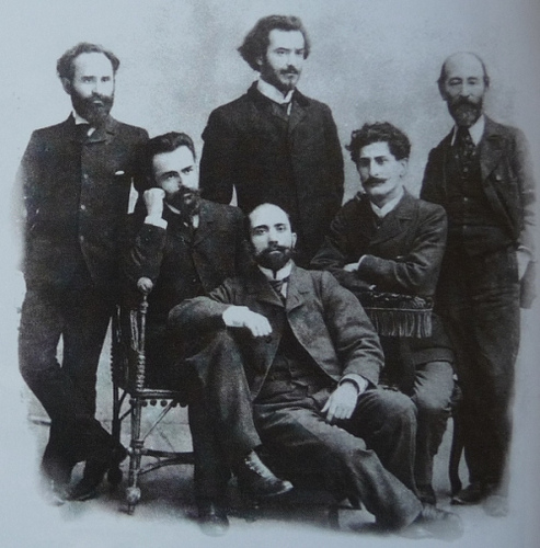 File:Sandro Gabunia, Commando Gogelia, Varlam Cherkezishvili, sitting in Archil Jorjadze, Mikheil Tsereteli, in the middle of George dekanozishvili, photographer D. Ermakovi.jpg