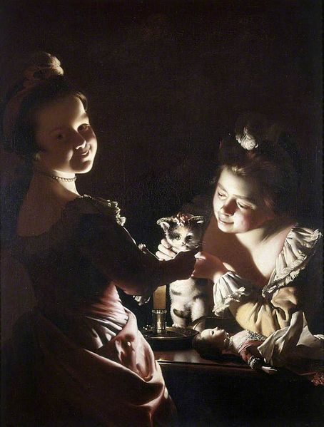 File:Joseph Wright of Derby. Two Girls Dressing a Kitten by Candlelight. c. 1768-70.jpg