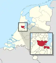 Ligging van Amsterdam in Noord-Holland en Nederland