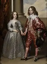 Portret van Maria, Prinses Van Oranje, dogter van Karel I, saam met haar eggenoot die Prins van Oranje, 1641. Rijksmuseum, Amsterdam.