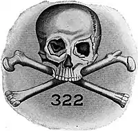 Die embleem van Skull and Bones.