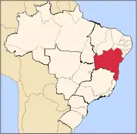 Map of Brazil highlighting the state