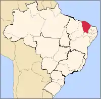 Map of Brazil highlighting the state