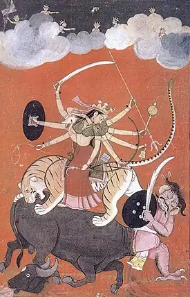 Durga verslaan die buffeldemoon, Mahishasura.