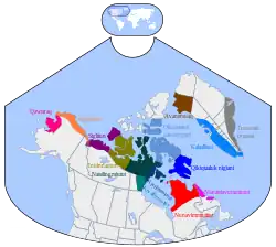 Verspreiding van Inuktitut-dialekte