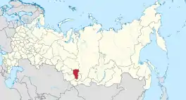 Die ligging van Kemerowo-oblast in Rusland.