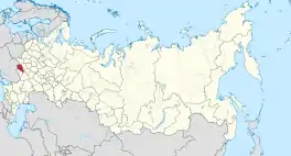 Die ligging van Koersk-oblast in Rusland