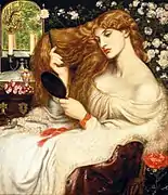 Lady Lilith (1868), Delaware Kunsmuseum (Fanny Cornforth, oorgeskilder by Kelsmcott 1872–73 met die gelaatstrekke van Alexa Wilding)