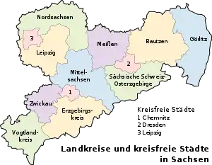 Landelike distrikskaart van Sachsen