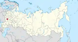 Die ligging van Lipetsk-oblast in Rusland.