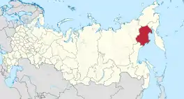 Die ligging van Magadan-oblast in Rusland