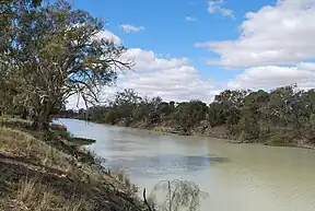 Benedeloop van die Darlingrivier naby Menindee, Nieu-Suid-Wallis.