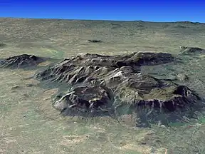 ’n Satellietbeeld van die berg Mulanje.