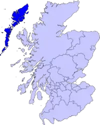 Ligging van die Buite-Hebride aan die weskus van Skotland
