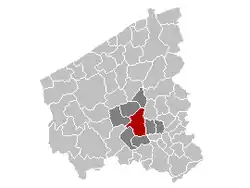 Ligging van Roeselare in die provinsie Wes-Vlaandere