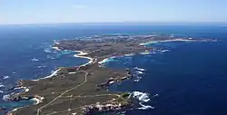 Lugfoto van die Rottnest-eiland