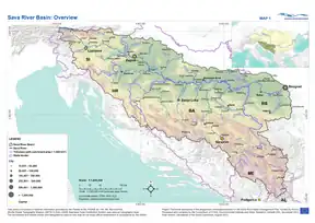 Kaart van die Sava-bekken in Europa.