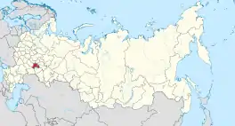 Die ligging van Oeljanofsk-oblast in Rusland.