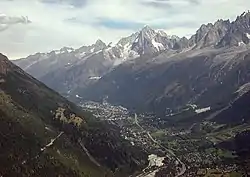 Die Chamonixvallei, soos gesien vanuit die suide