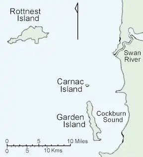 Monding van die Swanrivier in die Indiese Oseaan.