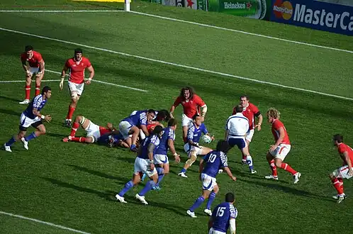 Wedstryd tussen Wallis en Samoa tydens die Rugbywêreldbeker 2011