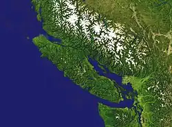 Nasa-Satellietbeeld van Vancouver-eiland