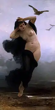 Nyx, godin van die nag: La Nuit, deur William-Adolphe Bouguereau, 1883.