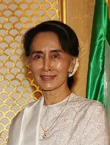 A politico de Birmania Aung San Suu Kyi rafía de 2016.