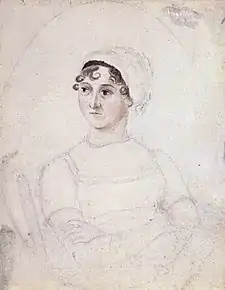 Retrato d'a escritora britanica Jane Austen.