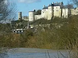 Anvista d'o castiello de Chinon dende o río Viena