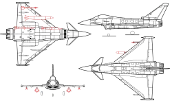 Dibuixo esquematico de Eurofighter Typhoon.