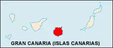 Mapa d'as Islas Canarias con La Gomera coloreata.