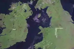 Imachen por satelite d'a mar d'Irlanda