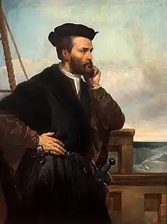 Jacques Cartier en un retrato de Théophile Hamel.