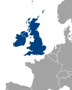 Localización d'as islas britanicas en Europa