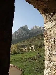 Anvista d'o Pedraforca dende o campanal de Saldes