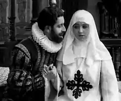 L'actriz Inocencia Alcubierre en una escena d'a cinta Don Juan Tenorio (1922).