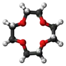 Ball-and-stick model of the 12-Crown-4 molecule