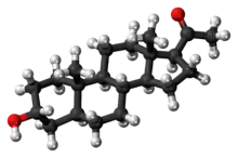 Ball-and-stick model of the allopregnanolone molecule