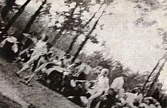 Sonderkommando in Auschwitz-Birkenau, August 1944. The march to "showers"