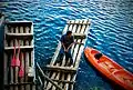 Two balsa rafts and a kayak at Lagos de Montebello in تشياباس.