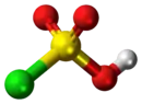 Ball-and-stick model of the chlorosulfuric acid molecule